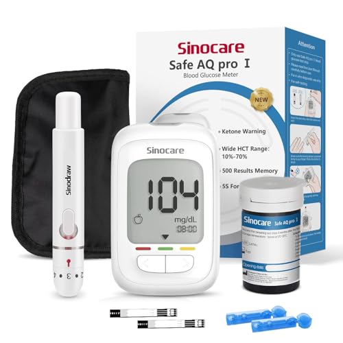 Sinocare Medidor Glucosa en Sangre, Glucómetro 25 Tiras Reactivas y Dispositivo de...