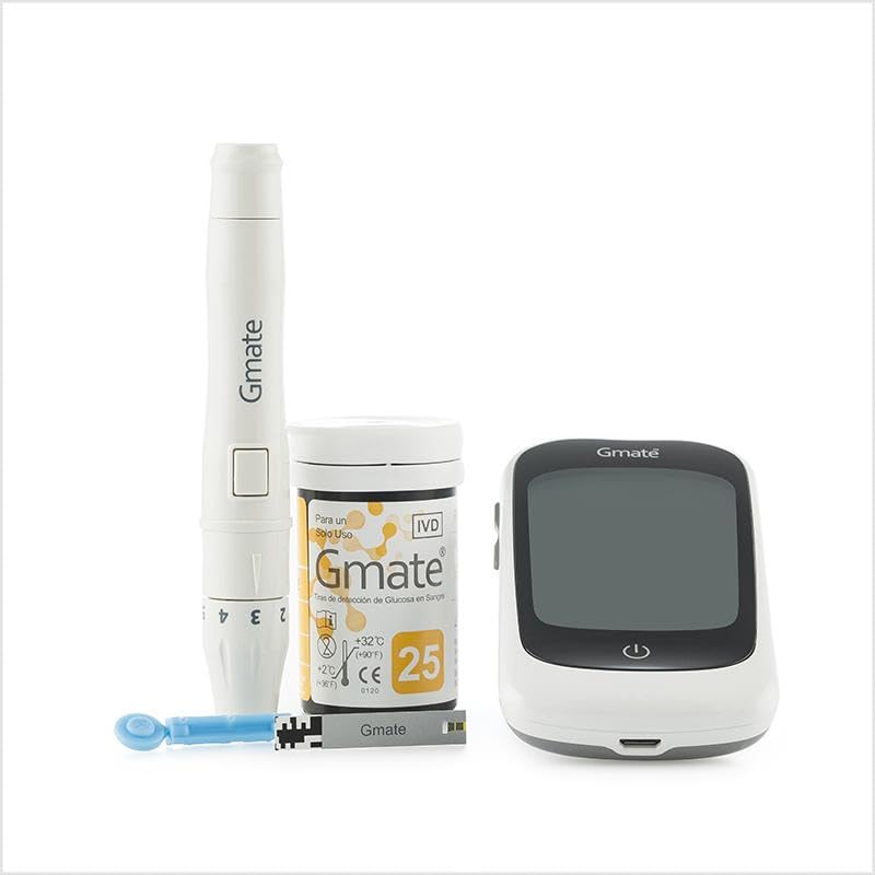 Pharma&Go GMATE GLUCOMETRO+Tiras (25u)+LANCETAS+PORTALANCETA, Único, Estándar