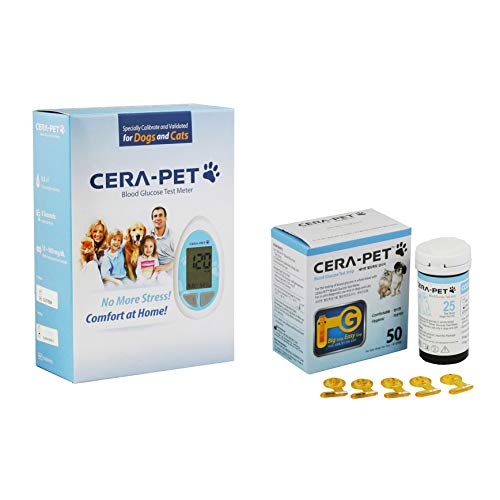 Medidor de glucosa en sangre para su uso en perros y gatos + Recambio de 50 Tiras -...