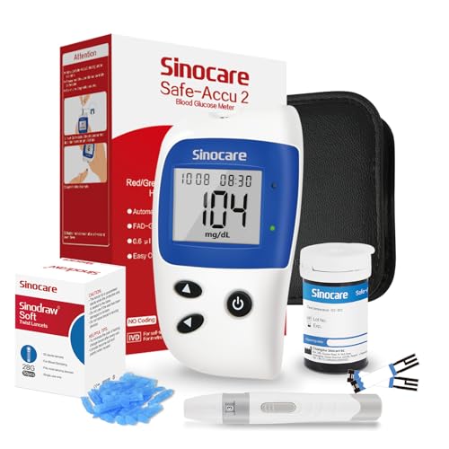 Sinocare Medidor de Glucosa en Sangre, Glucometro, Kit de 25 Tiras Reactivas para Prueba...