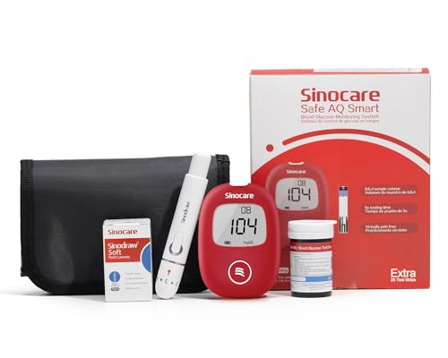 Medidor de Glucosa en Sangre, sinocare Medidor Glucosa Safe AQ Smart con Tiras Glucosa x...
