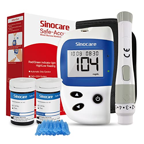 sinocare Medidor de Glucosa en Sangre, Glucometro, Kit Medidor Azucar Sangre con 50 x...