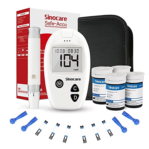 sinocare Prueba Medidora de Glucosa en Sangre, Kit de 100 Tiras, Dispositivo de Punción,...