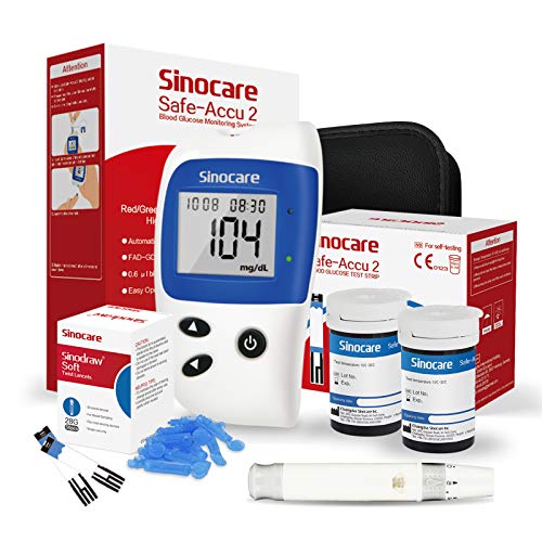 sinocare Kit Prueba Medidor de Glucosa en Sangre Glucometro 50 x Tiras de Prueba y...